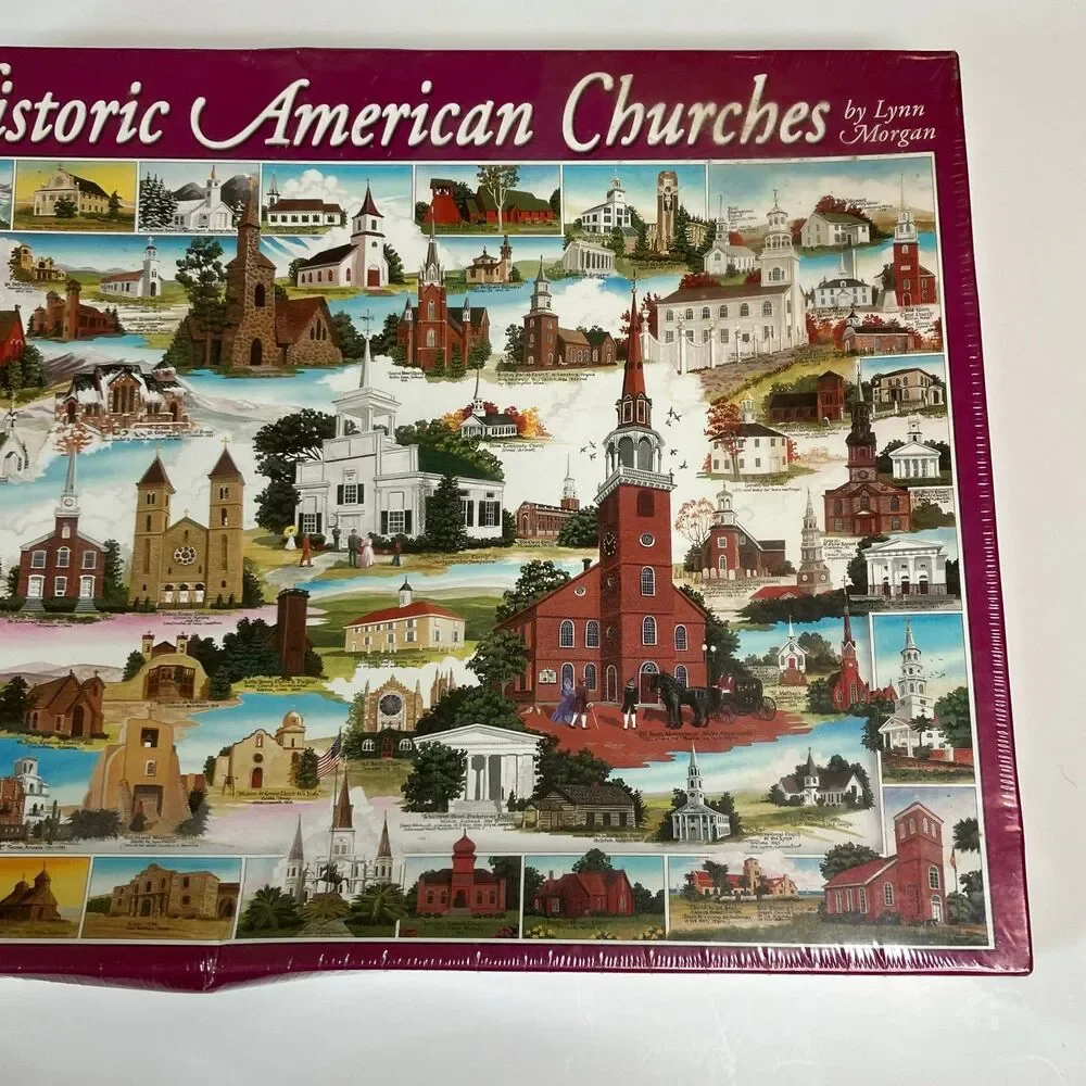 White Mountain Historic American Churches Jigsaw Puzzle 1000 Piece Brand New